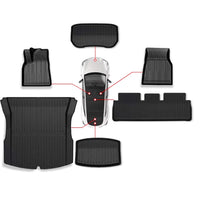 TeckRide™ 3D TPE All-Weather Mats & Liners for Tesla Model 3 – 6-Piece Interior, Rear Cargo, and Frunk Set