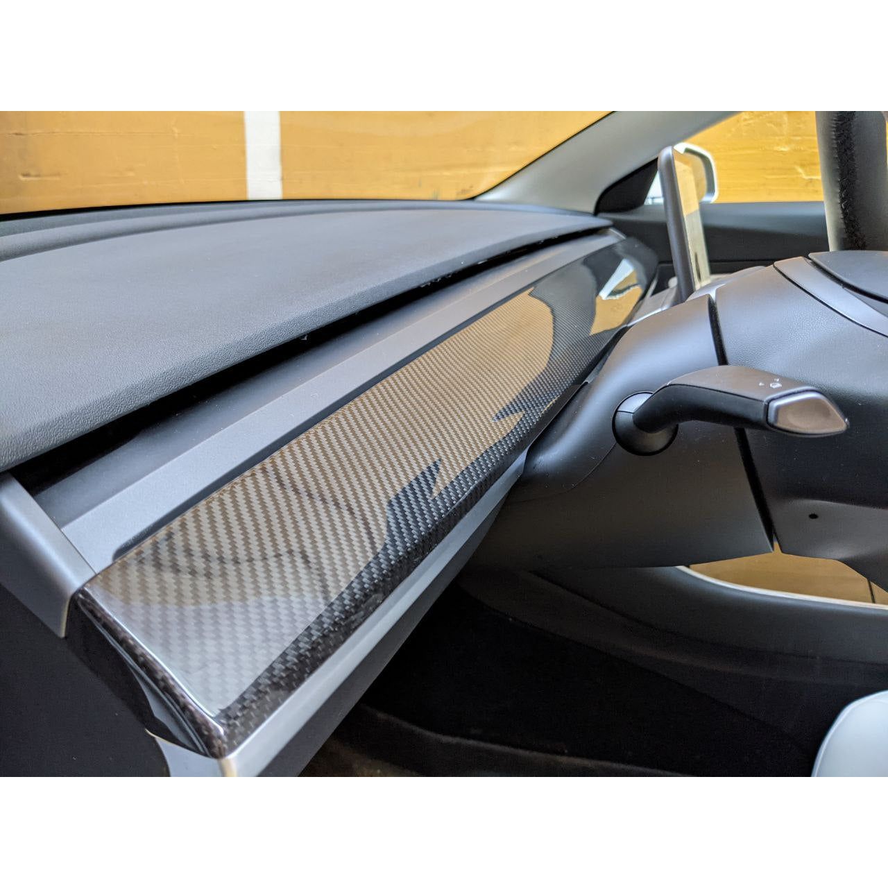 Genuine Carbon Fiber Front Dash Cover for 2018-2023 Tesla Model 3 - Matte